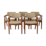 5 Erik Kirkegaard Chairs, 1960s, Vintage, for Glostrup, model GM11, Danish, Teak