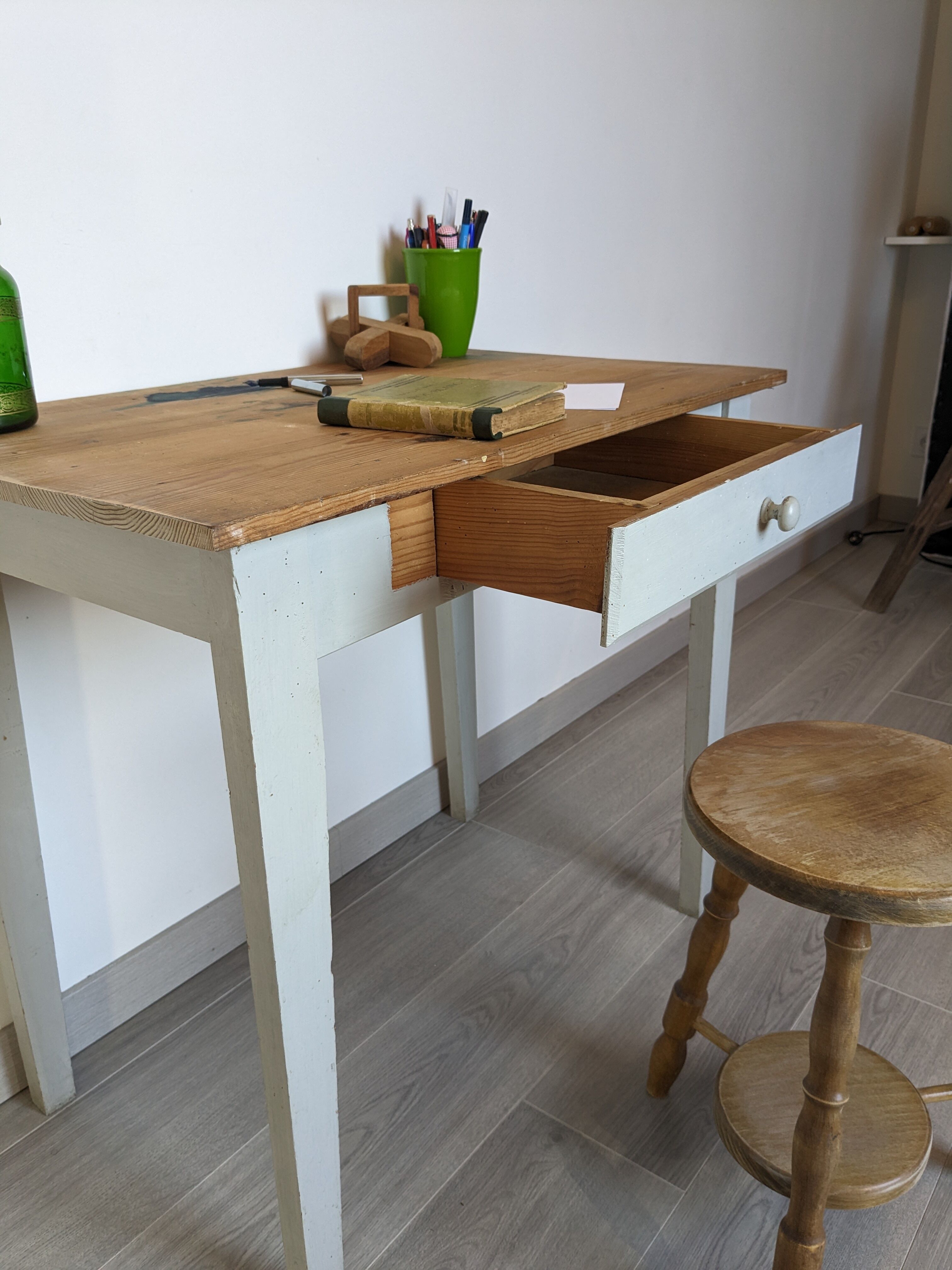 Old country pine side table