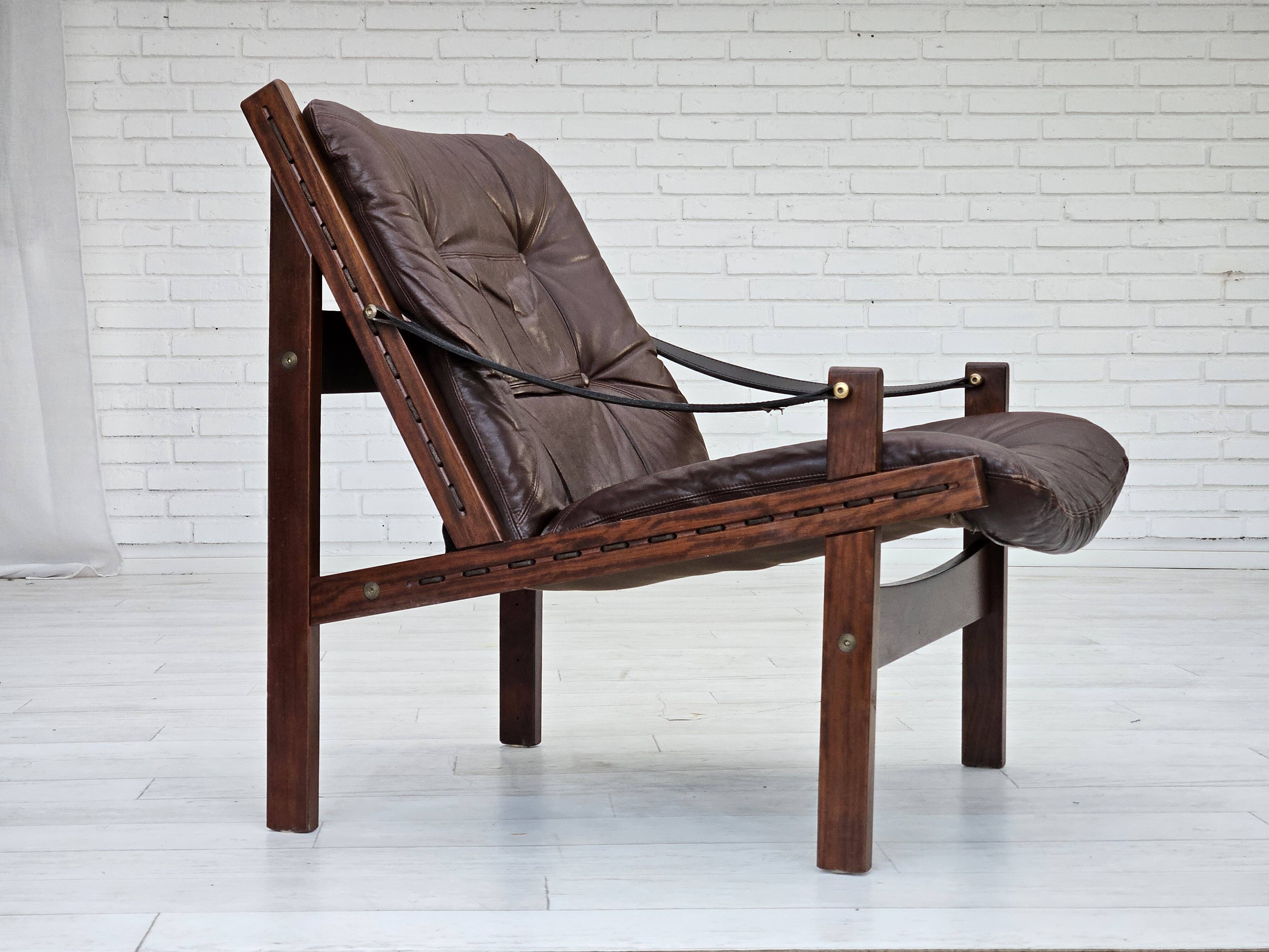 1970s, Norwegian design by Torbjørn Afdal, "Hunter" chair, leather.