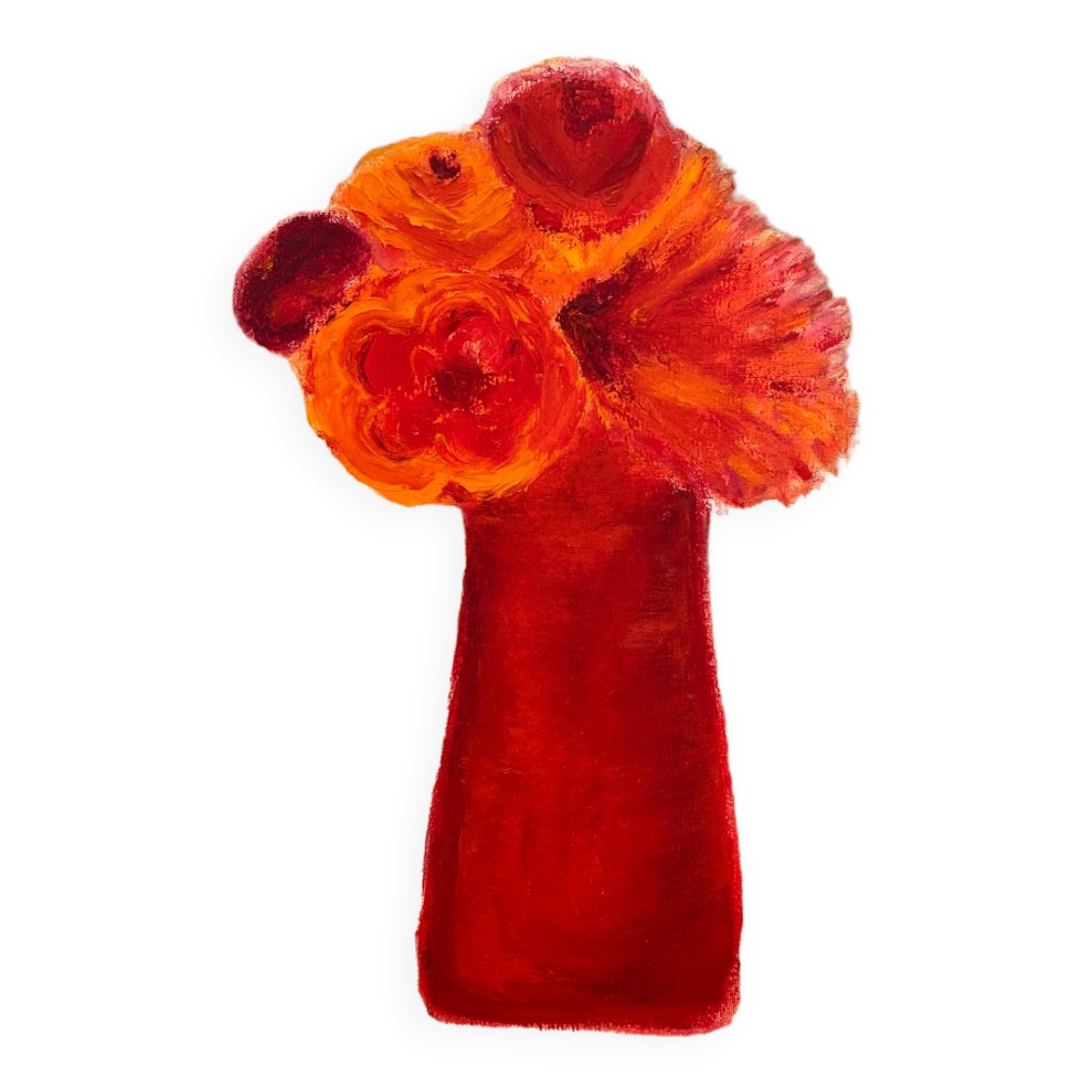 Huile sur toile bouquet orange