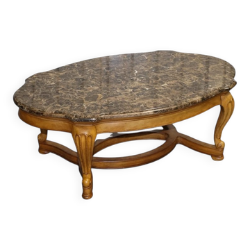 Table Basse Vintage de Style avec Plateau en Faux Marbre, France