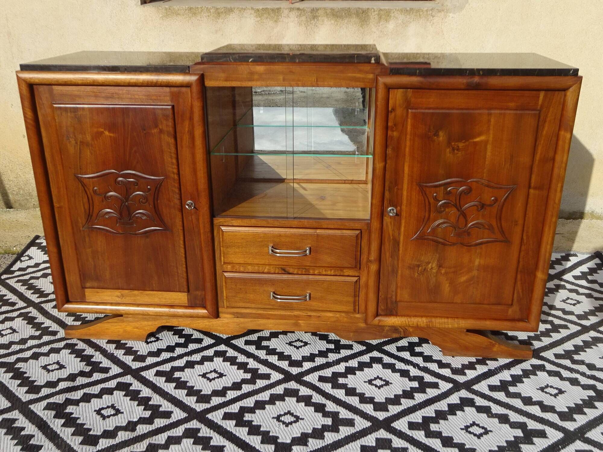 Art Deco enfilade in solid walnut