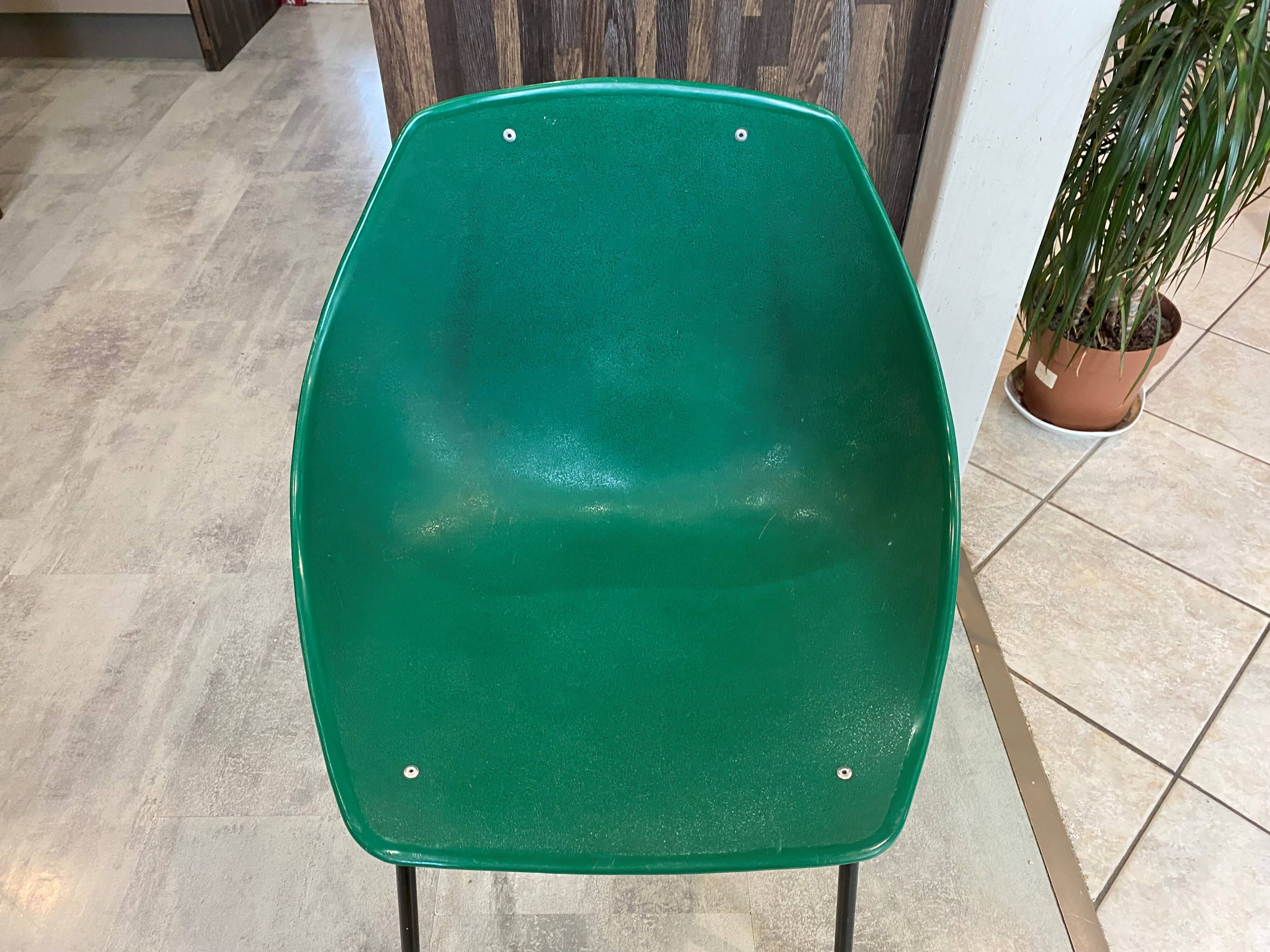 A shell chair by Pierre Guariche for Meurop, green, vintage 1960s