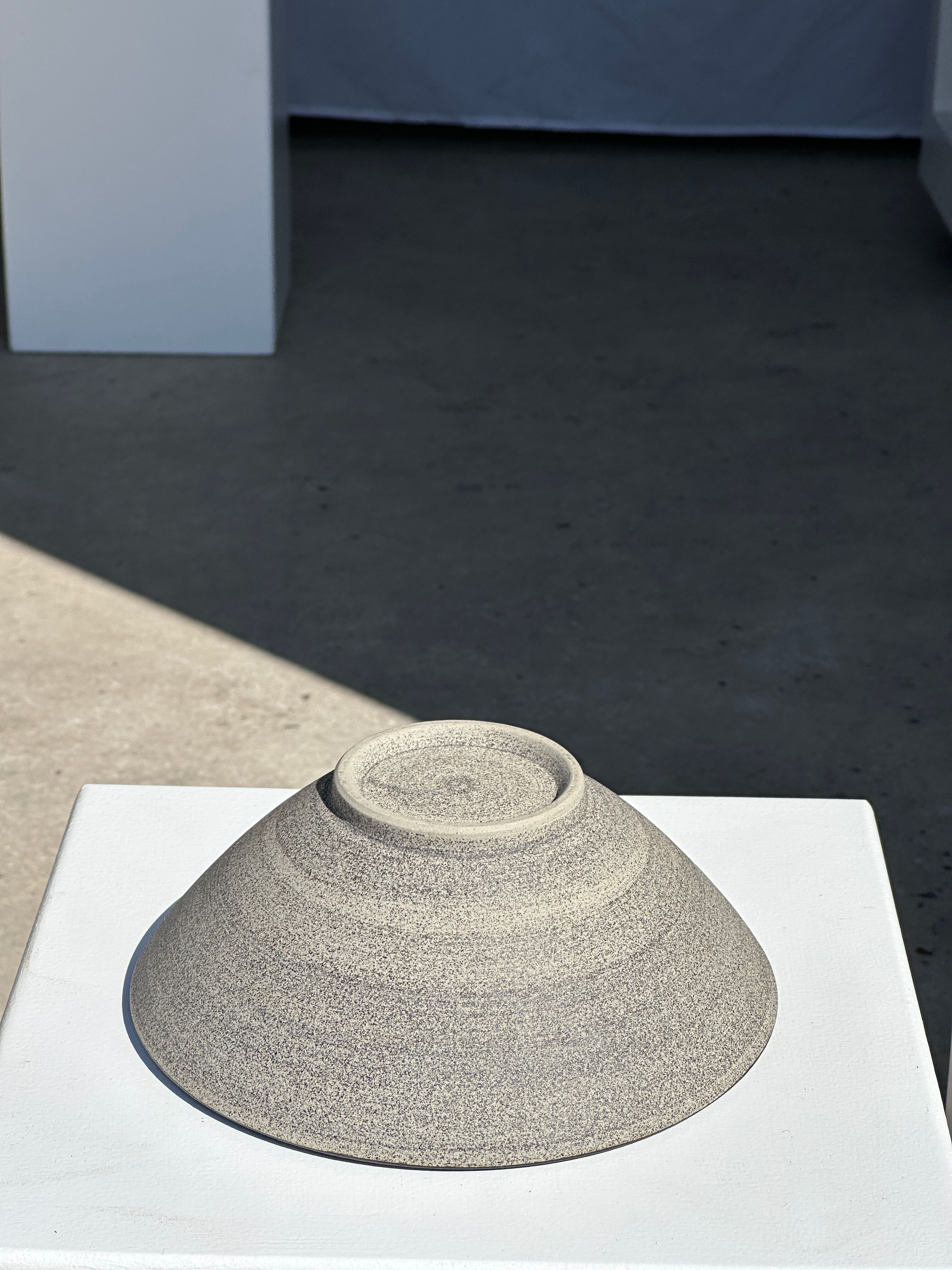 Duo of gray Indonesian ceramic bowls or salad bowls