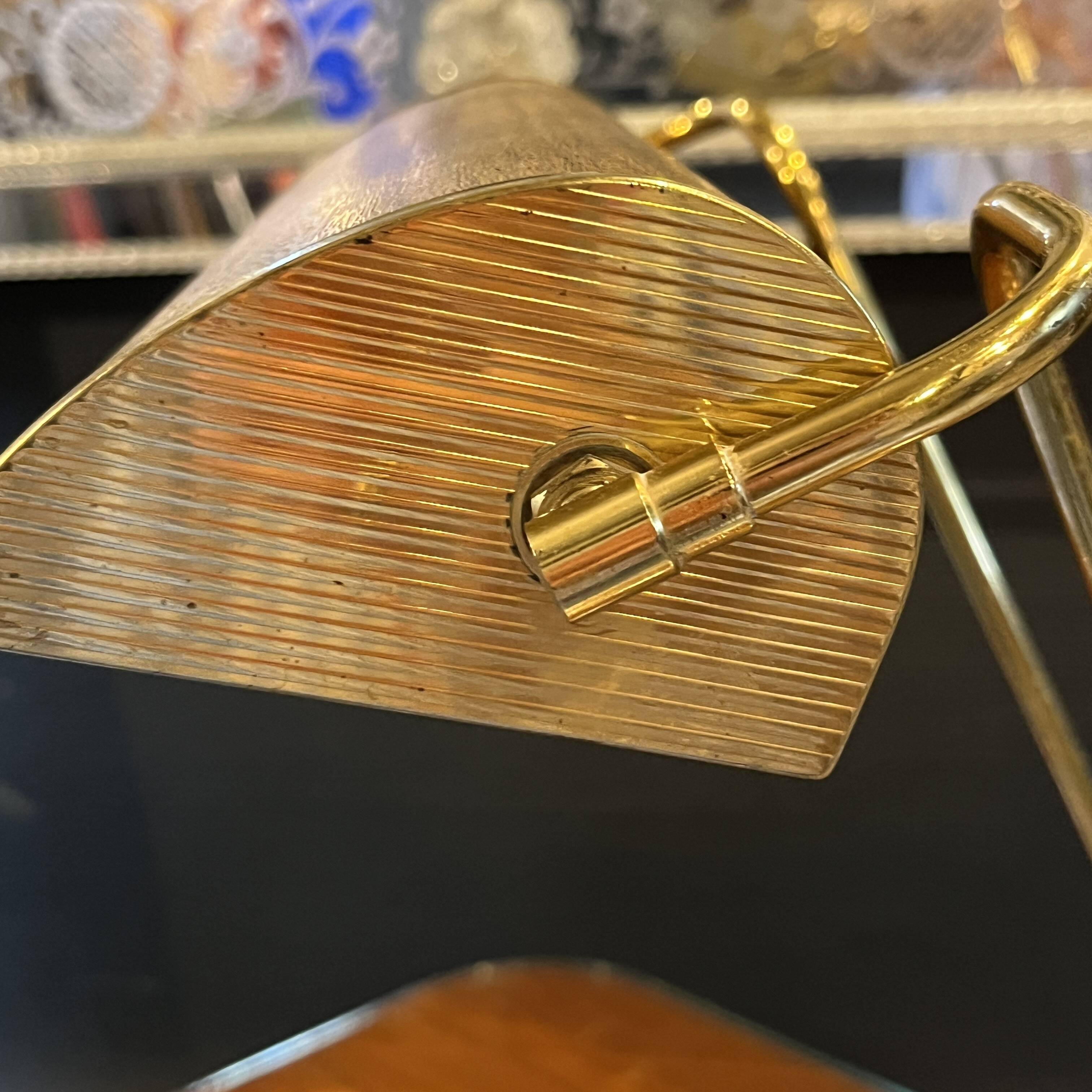 Lampe à poser ou de bureau (doré & brun) JUMO, design moderniste, ca 1945
