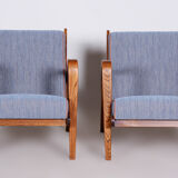 Pair of restored art deco armchairs designed by Jan Vanek, ash, czechia, 1940s