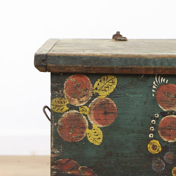 Folk art painted bridal chest
