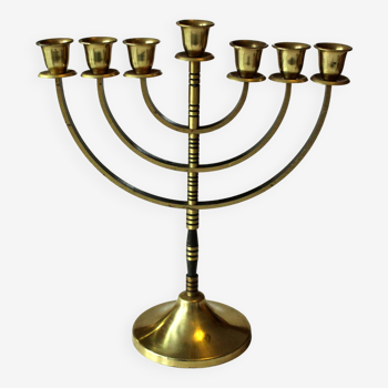 Menorah, en métal et laiton, bougeoir à 7 bras, vintage des années 70