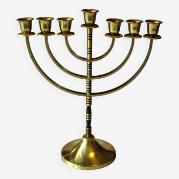 Menorah, made of metal and brass, candle holder with 7 arms, vintage from the 70s