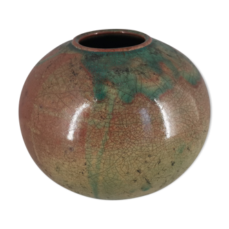 Vase boule en céramique craquelée, années 50