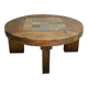 Brutalist coffee table in solid wood and stoneware tiles, circa 1960.