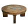 Brutalist coffee table in solid wood and stoneware tiles, circa 1960.