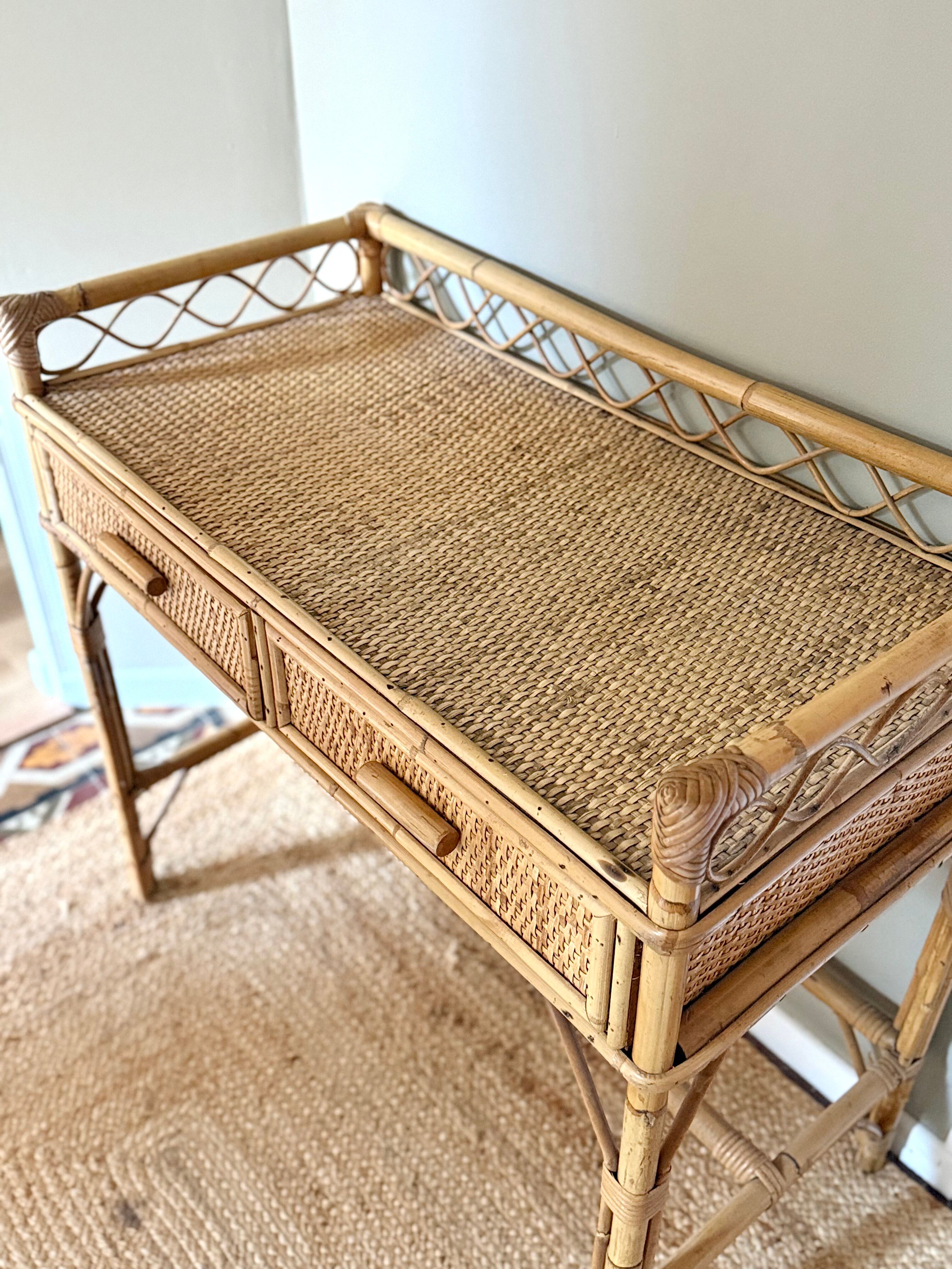 Vintage bamboo and rattan desk