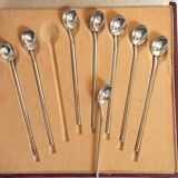 Box of 8 spoons silver metal cocktail straw 30s
