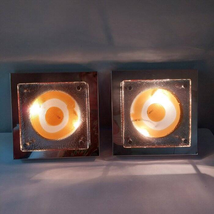 Pair of Italian Mazzega glass wall lights