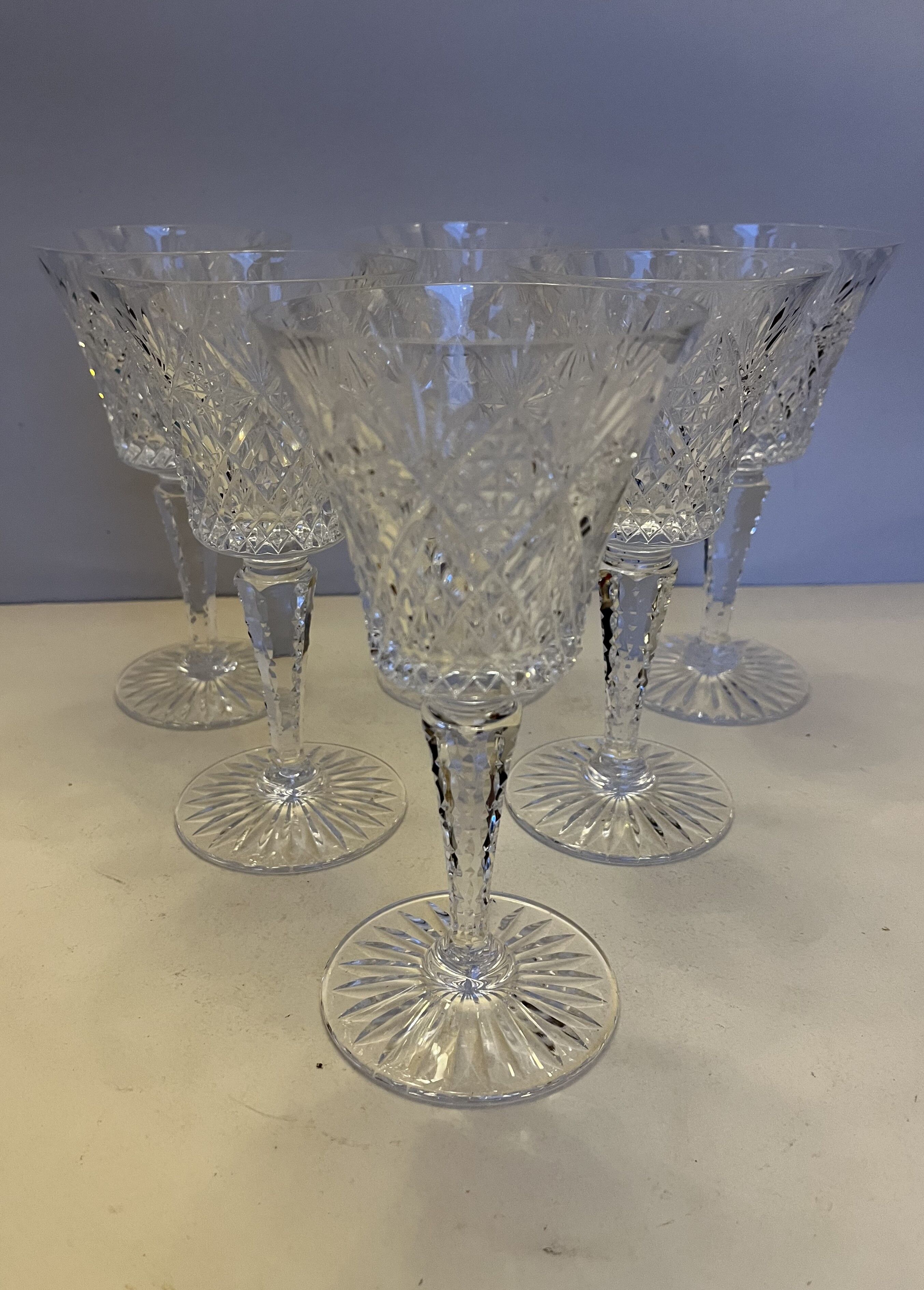 6 Cut crystal wine glasses
