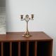 Art Nouveau brass candlestick with floral ornamentation, two arms, European