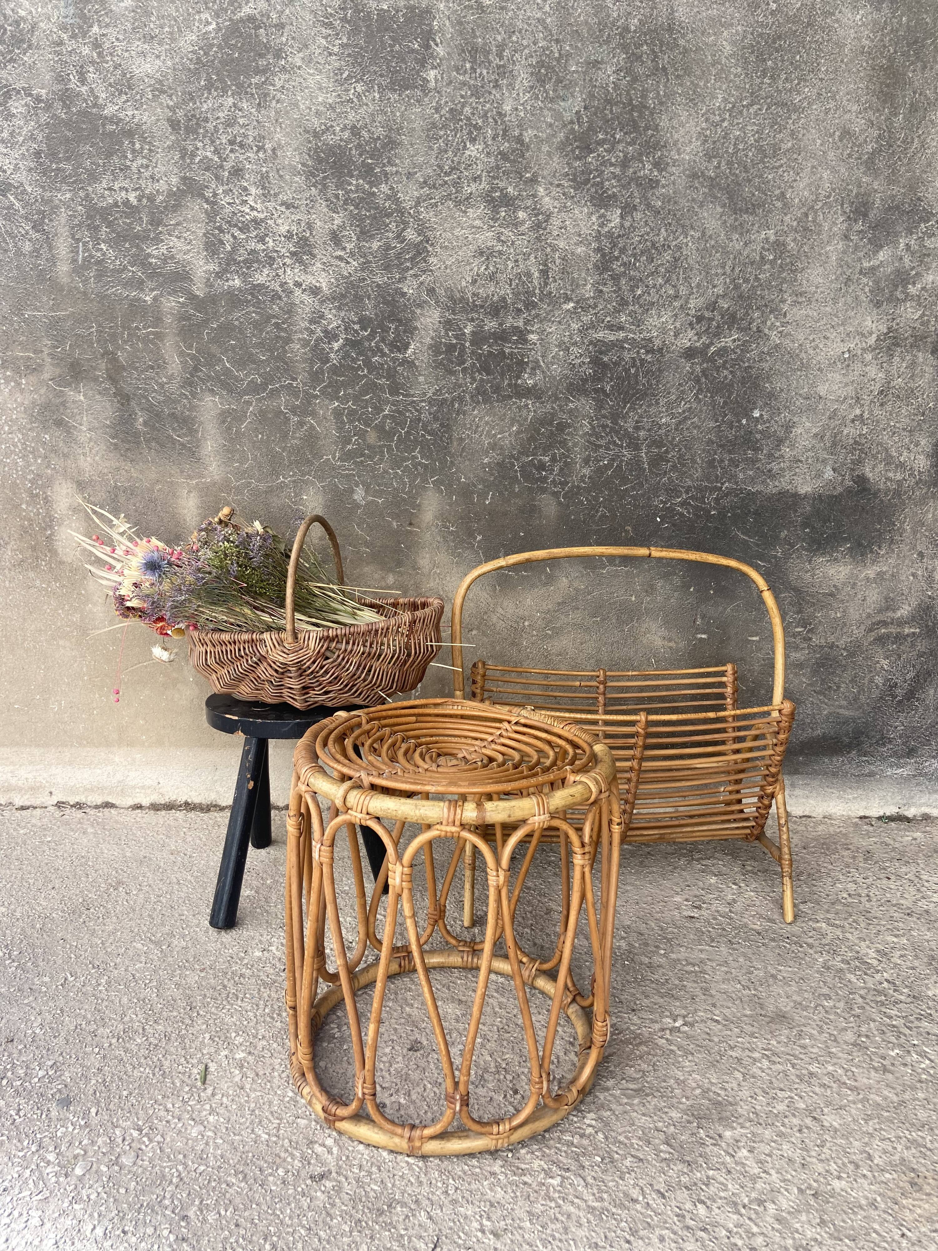 Rattan magazine holder