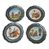 Set of 4 pewter and porcelain coasters from the 1960s/70s (see above for vintage).