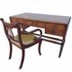 English desk and lyre chair, leather, extensions.