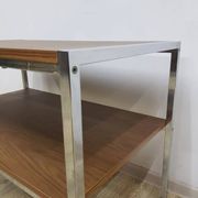 Mobile side table, brown, veneer, chrome-plated steel, Germany, 1970s.