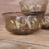 Set of 4 smoked bowls with Arcoroc wheat ear decoration