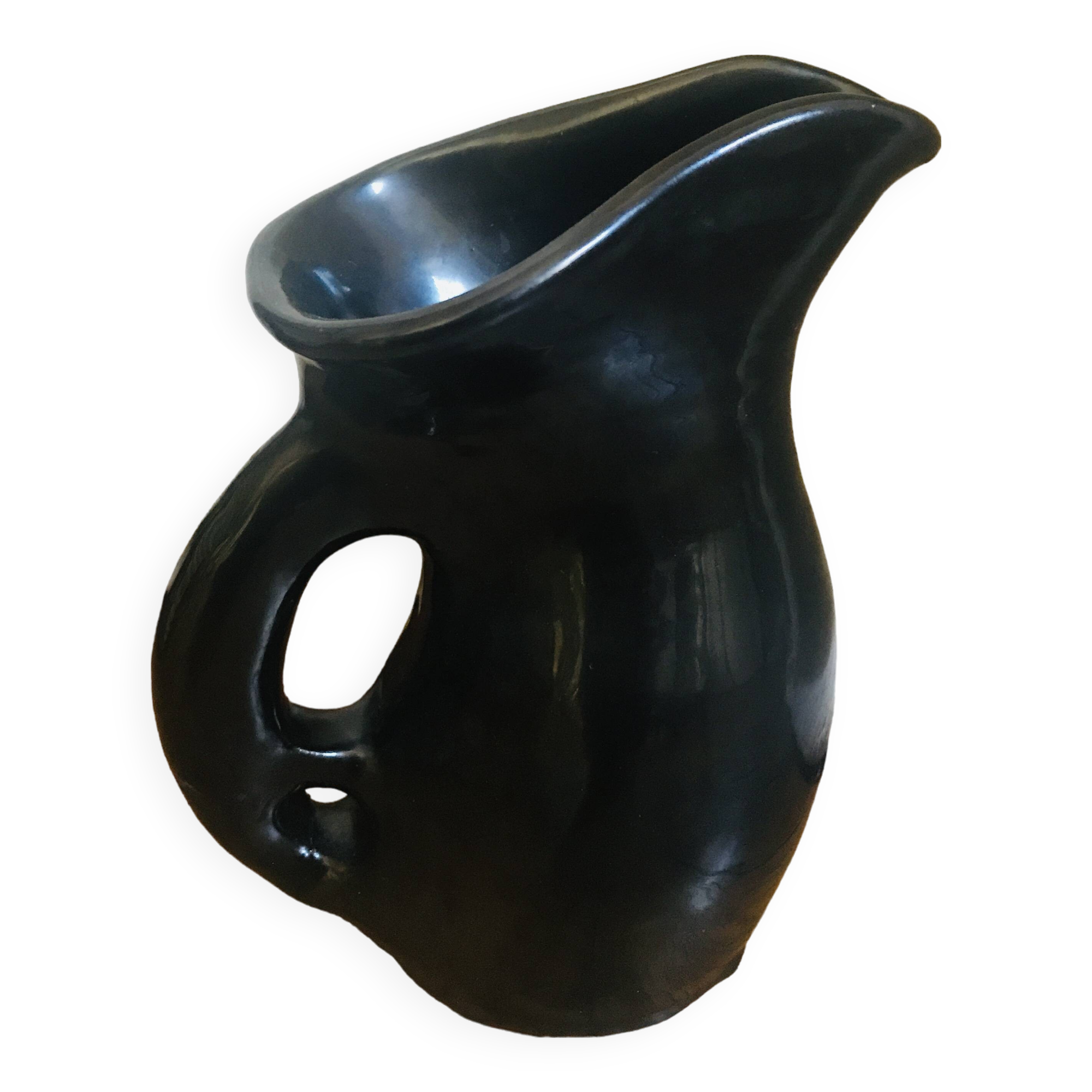 Matte black Vallauris ceramic pitcher