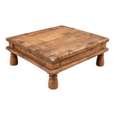 Ancienne table basse indienne en bois massif – table de sol