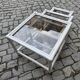 Nest of bamboo and smoked glass tables from the 1970s.