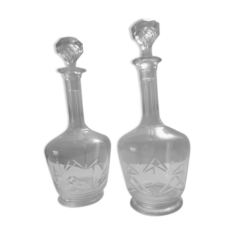 Lot of 2 crystal carafes