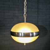 Vintage hanging lamp made of glass and chrome