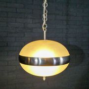Vintage hanging lamp made of glass and chrome