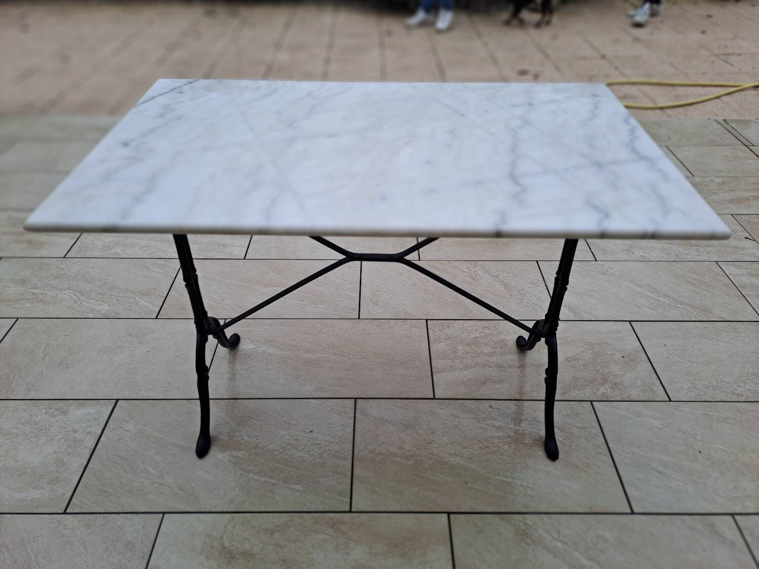 Marble and cast iron bistro table
