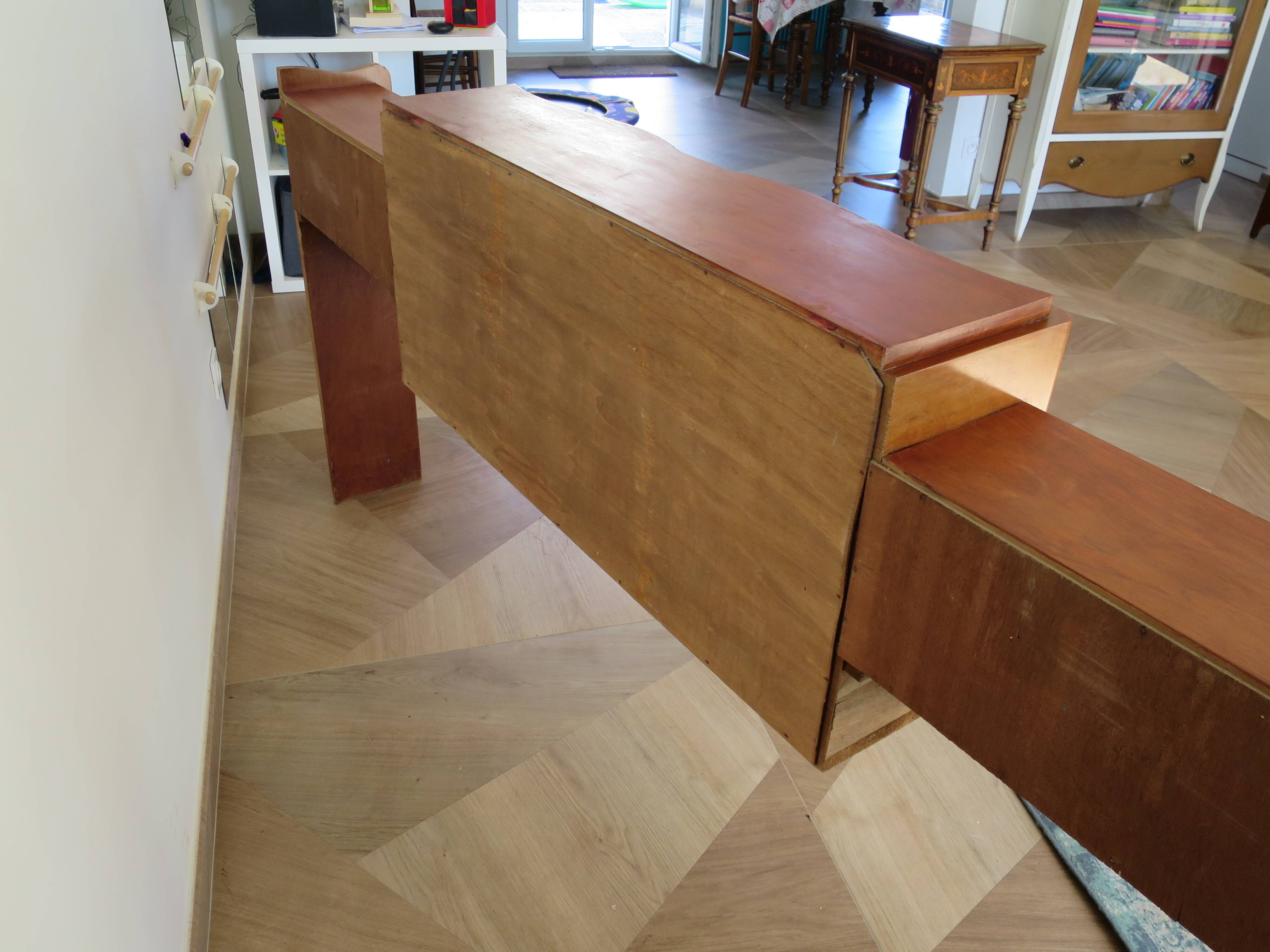 Headboard – console – sideboard – art deco – 2 doors – 2 niches in solid walnut e