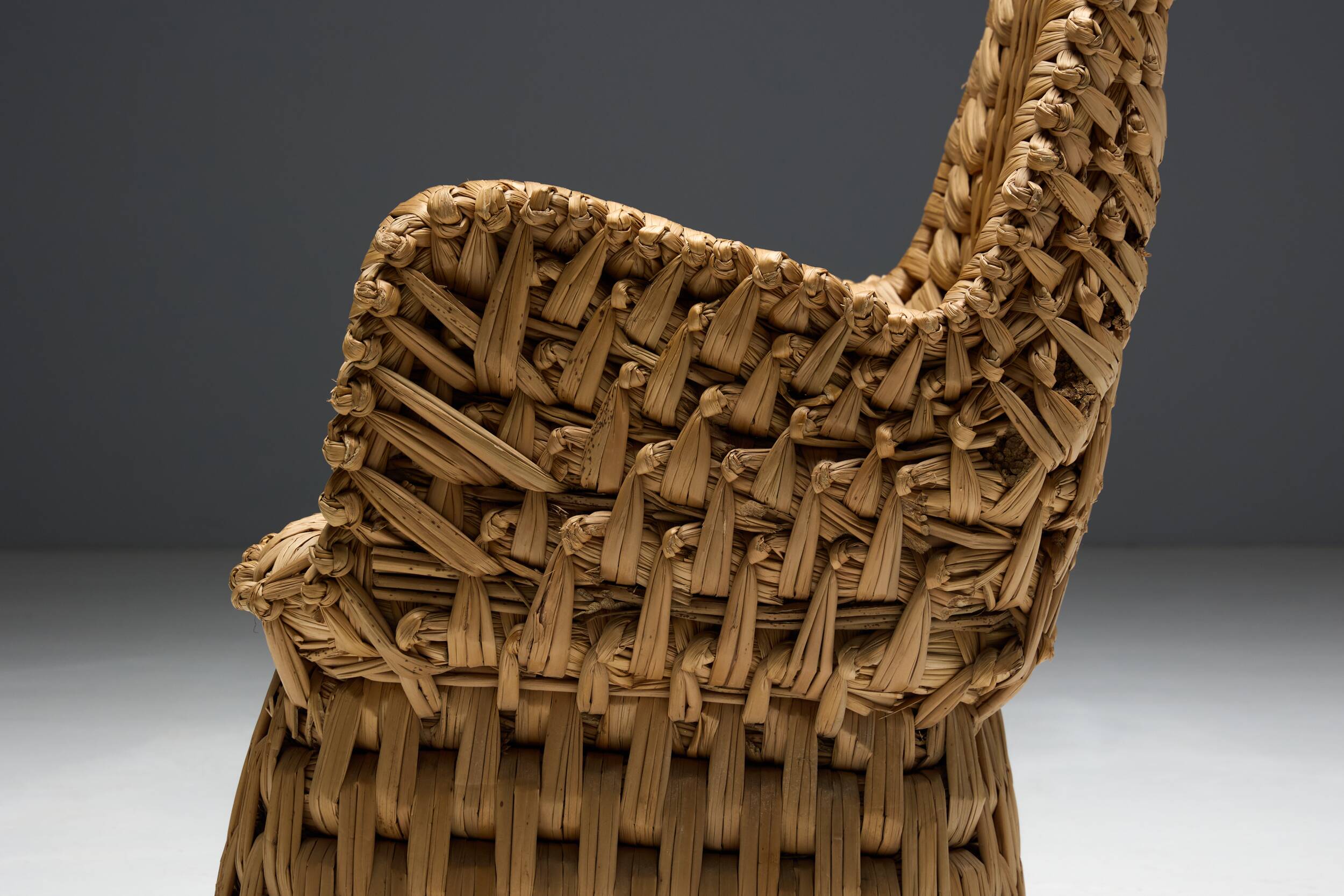 Vernacular Woven Straw Armchair, France, Early 20th Century