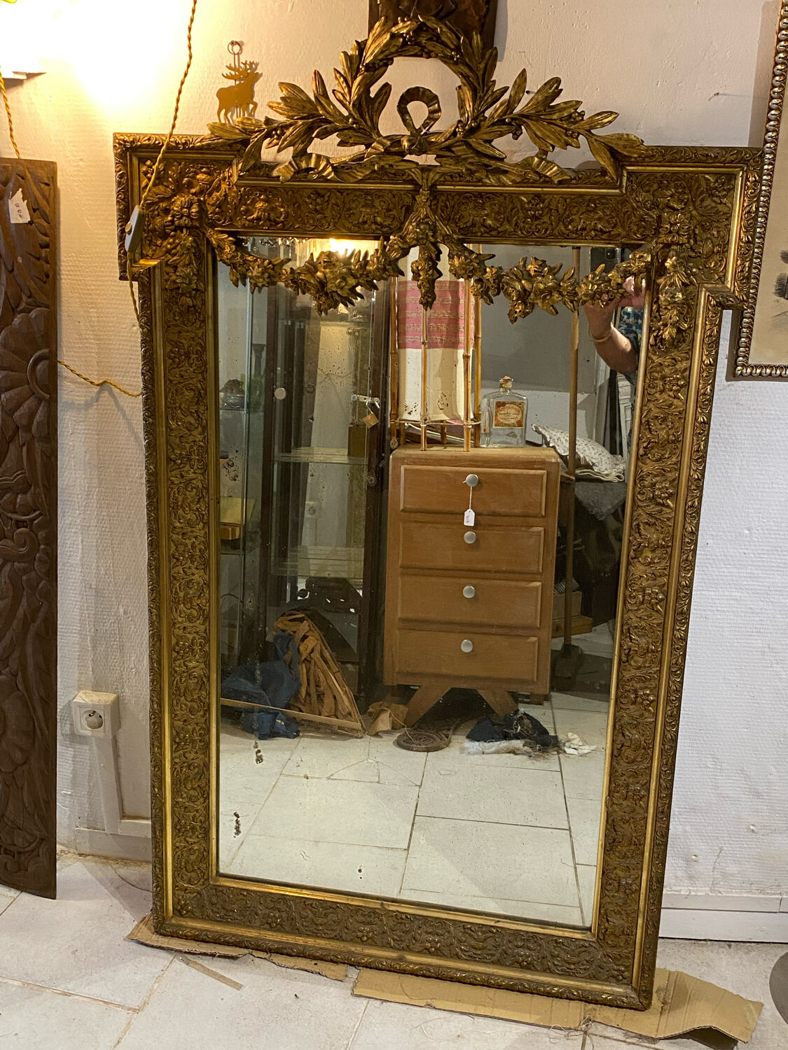 Large mirror Louis XVI old gold 87x142cm