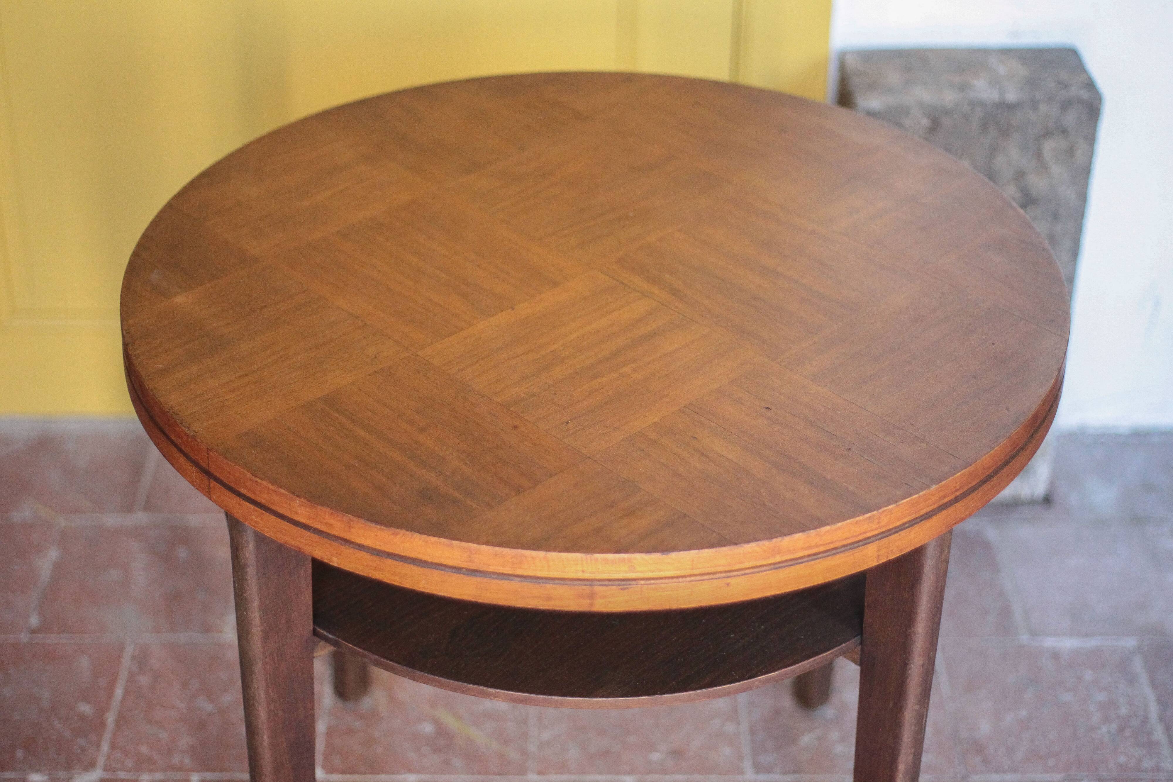 Vintage table, wooden table, two-tier table, living room table, side table.