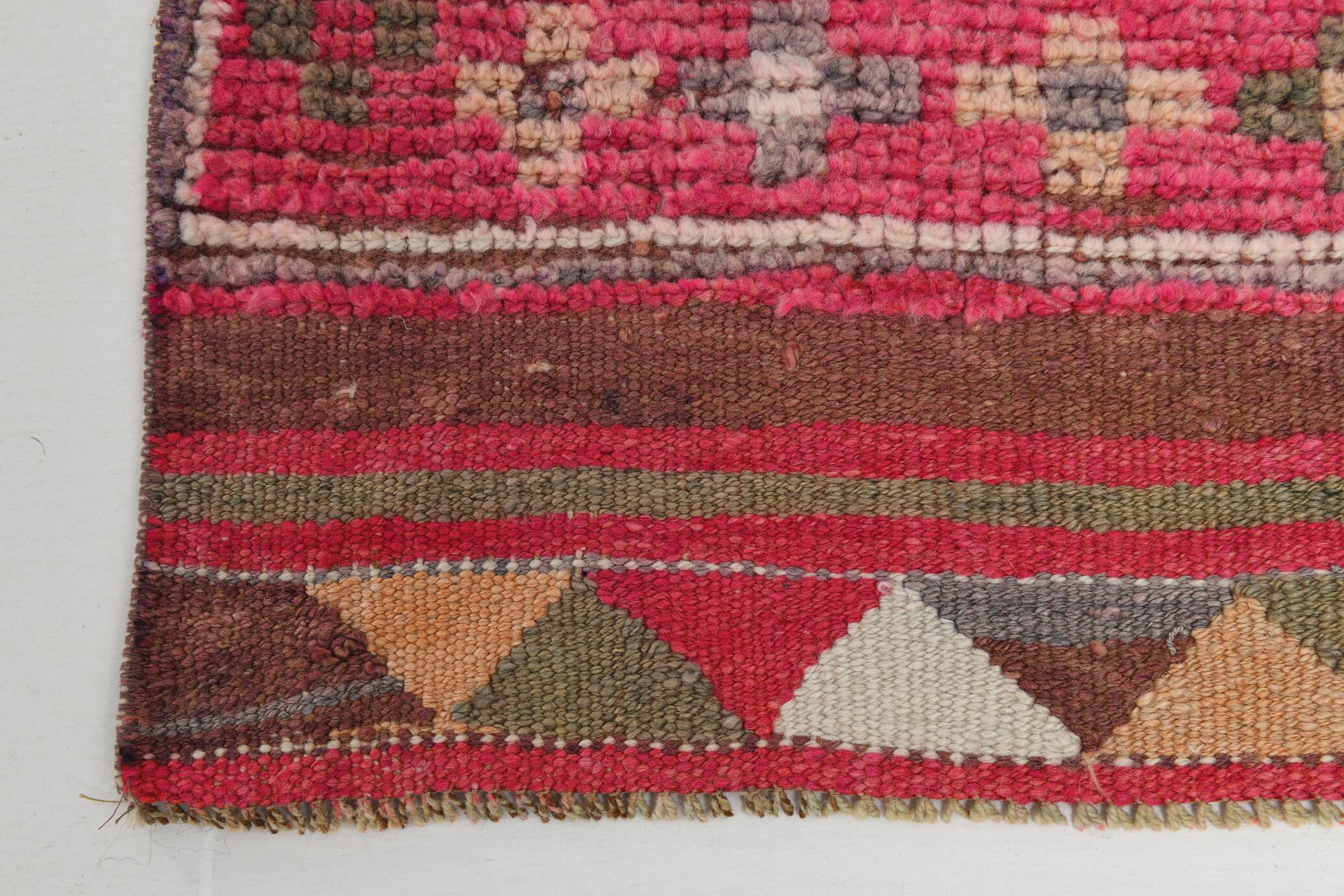 Red & Pink Hallway Vintage Runner Rug, 80x306Cm