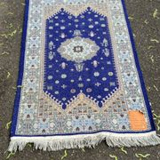 Authentic handmade Moroccan rug in blue, certified, 150x88cm.