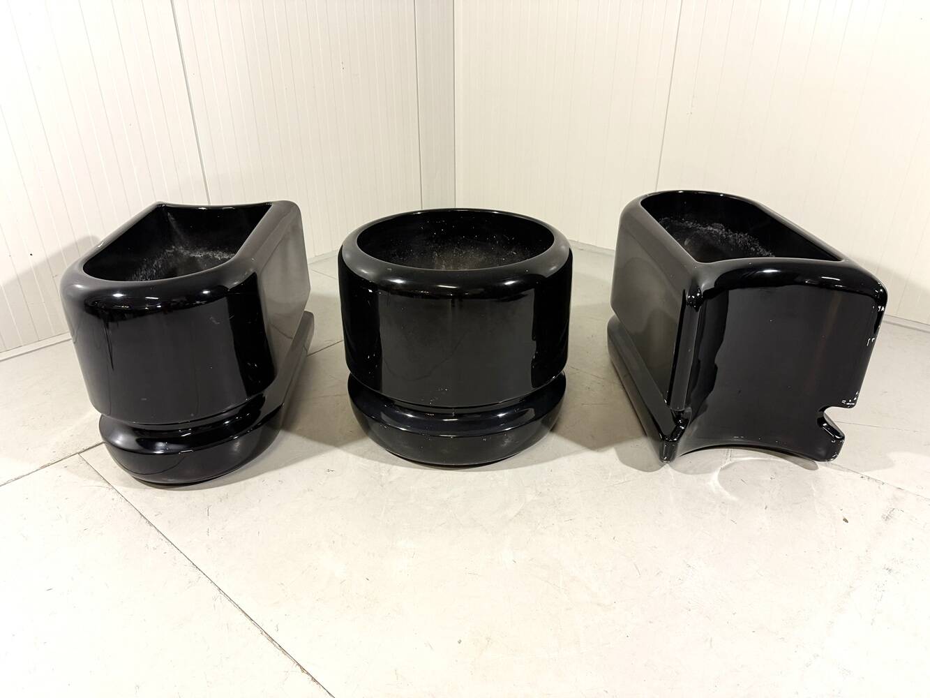 Luigi Colani set of 3 room dividing black planters 1970’s