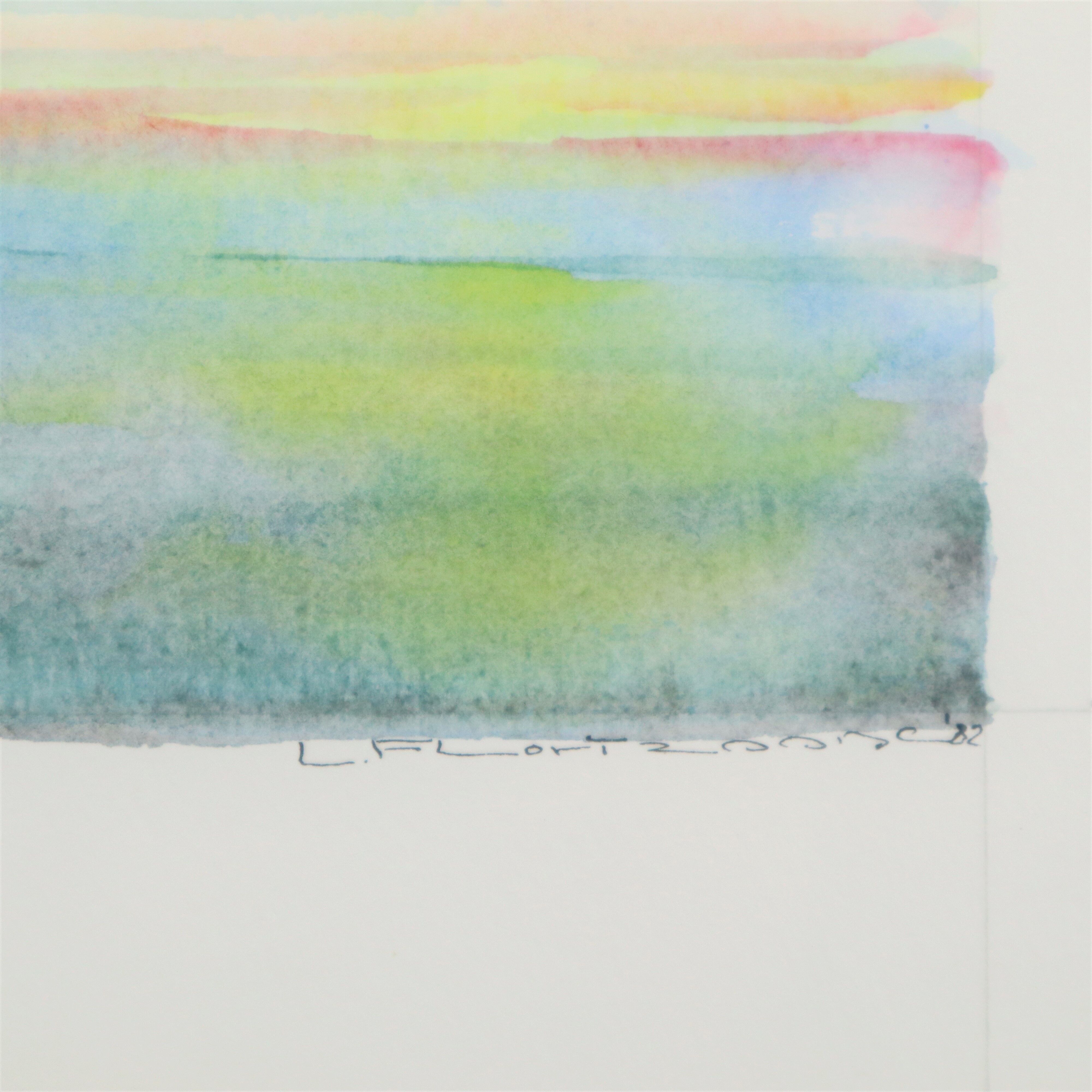 Watercolor Dunes and Sea by Lieven Florizoone Signed and Dated 1982