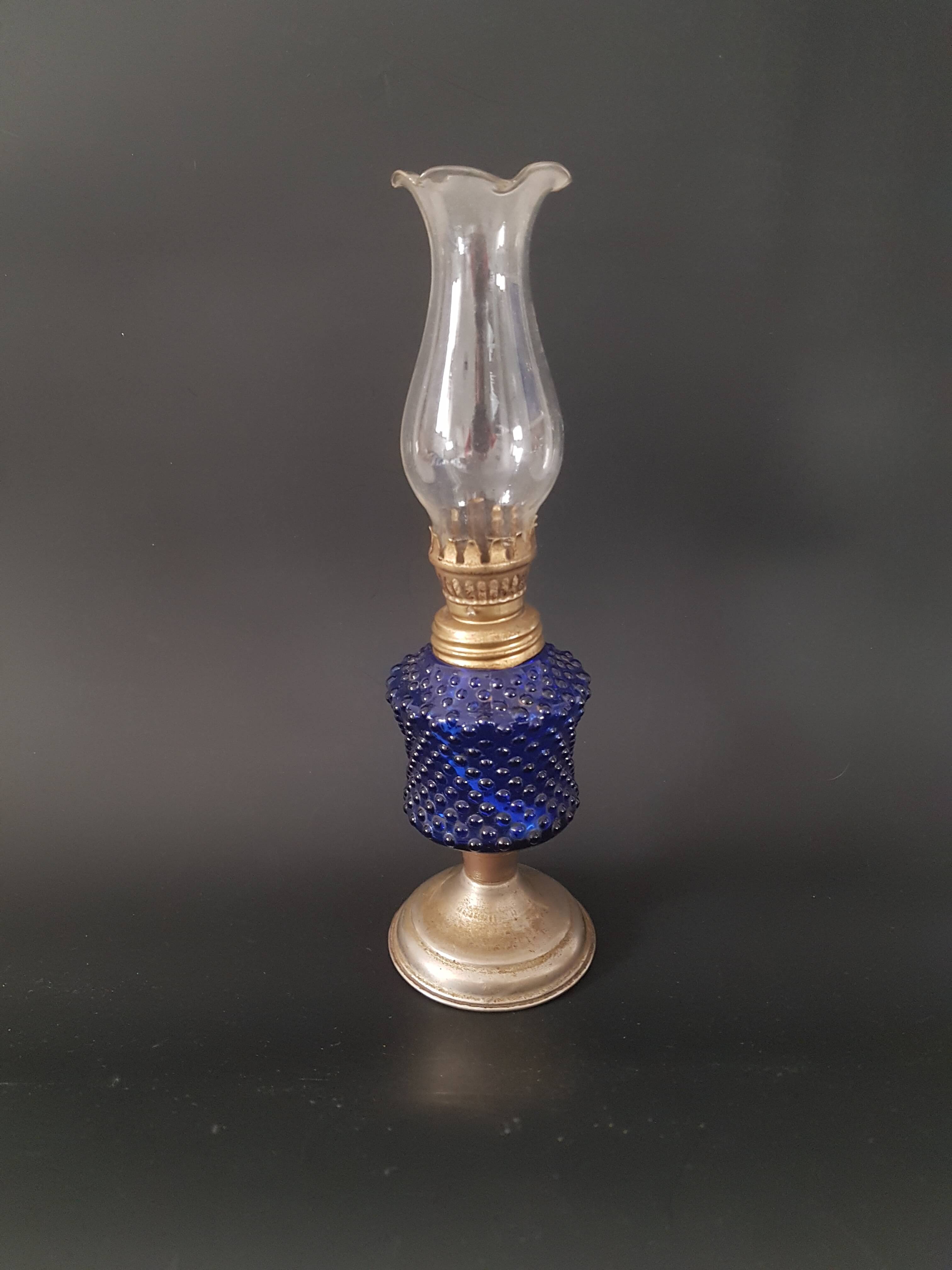 Old oil lamp blue glass