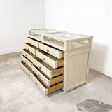 Vintage painted jewellery counter with top display