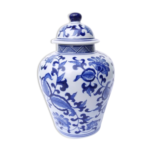 vase blanc & bleu en