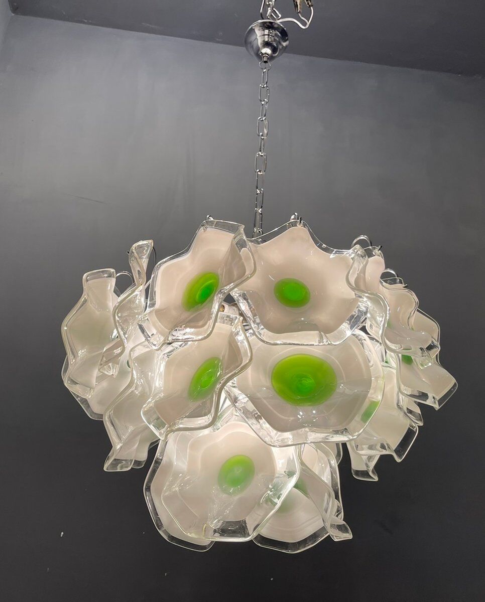 Italian murano glass disc chandelier, 1970s