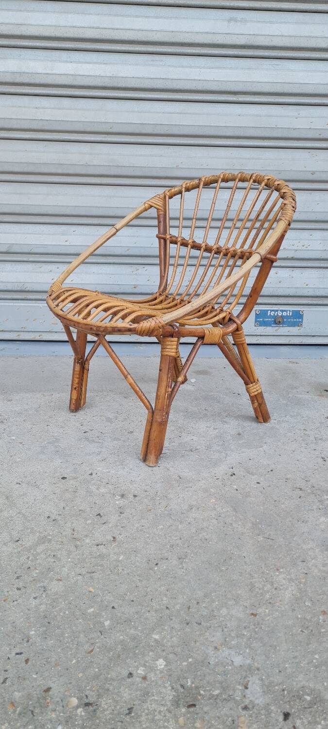 Rattan shell armchair