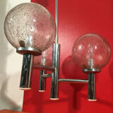 Vintage chandelier glass ball Biot chrome metal "etag"