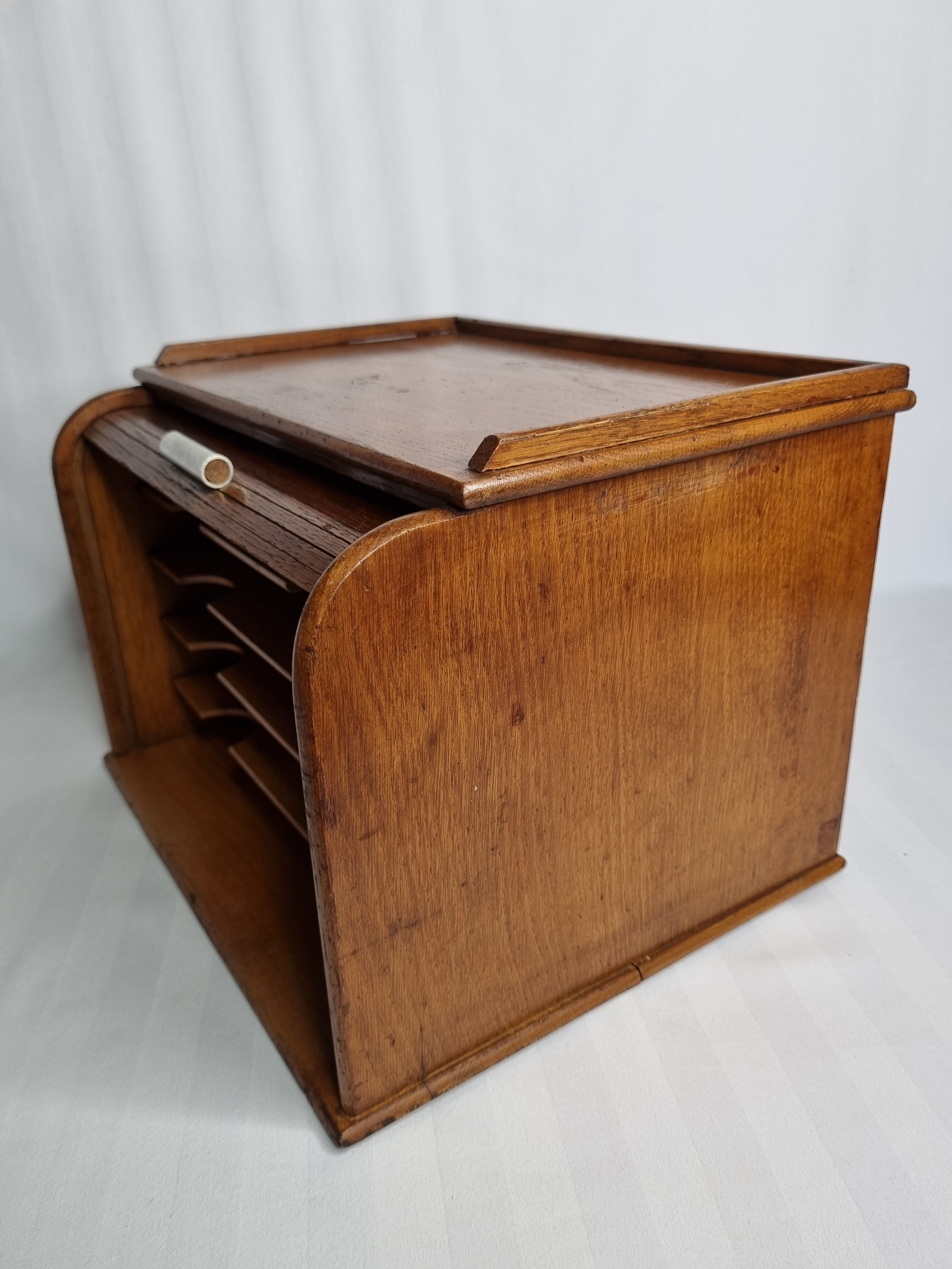 Letter door with roller shutter style art deco light oak