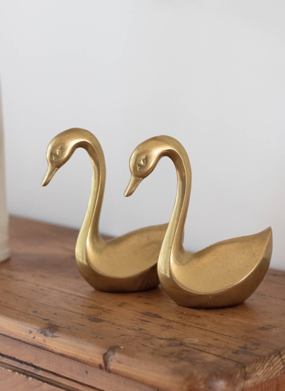 Pair of vintage brass swans