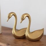 Pair of vintage brass swans